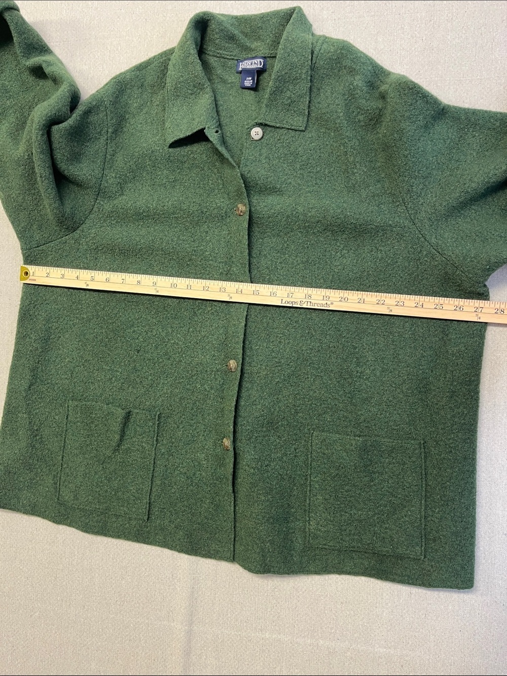 Lands’ End 100% Wool Green Button Front Jacket 24W Plus - Picture 9 of 13